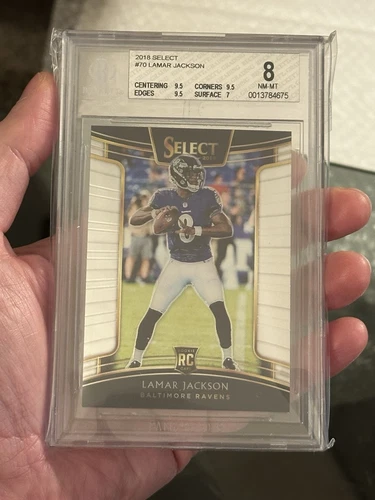 Lamar Jackson 2018 Panini Select Concourse Prizm Baltimore Ravens RC #70 BGS 8