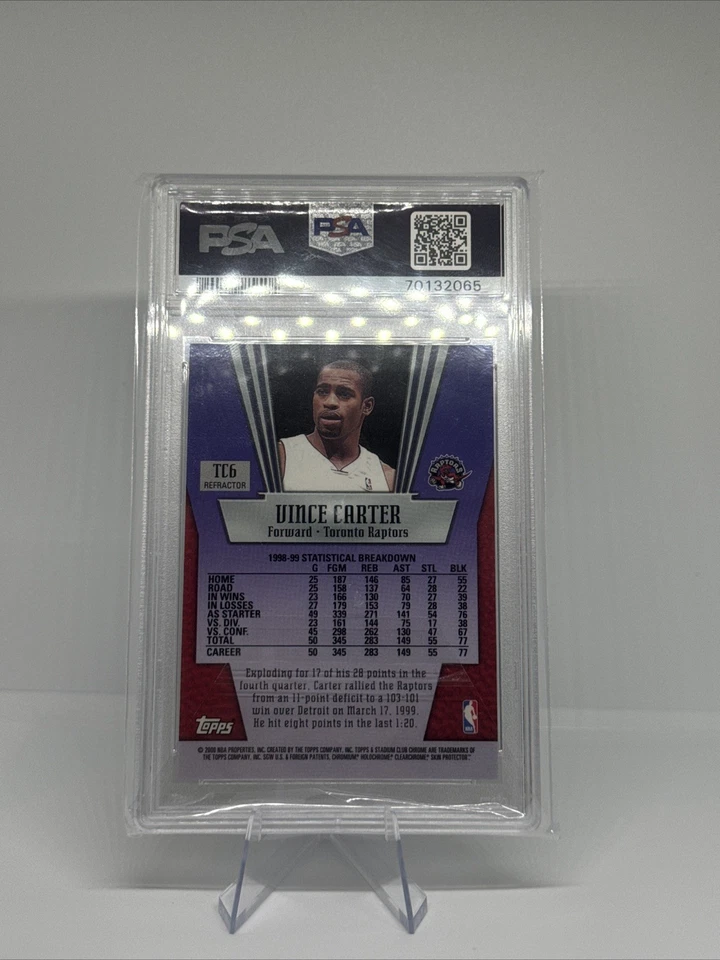 1999 TOPPS STADIUM CLUB CHROME TRUE COLORS REFRACTOR #TC6 VINCE CARTER PSA 10 - Image 2 of 2
