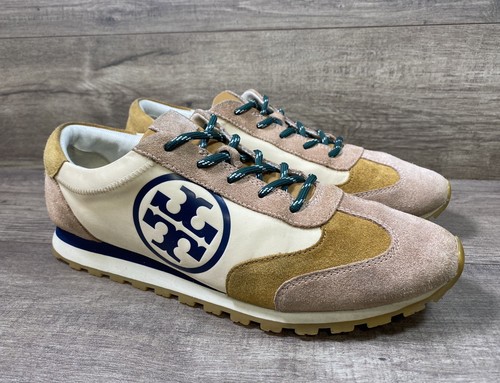 TORY BURCH Annie 8913 Nylon Runner Sneaker Trainers Beige Pink Womens Size 10M
