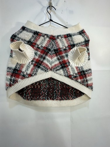 Old Navy Pet Size XL Ivory- Multicolored Cozy Plaid Sweater - Picture 17 of 24