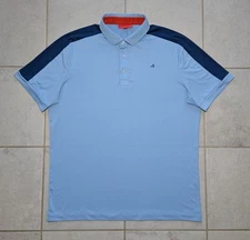 Redvanly Men's Large Polo Golf Shirt Blue Performance Stretch Logo Short Sleeve