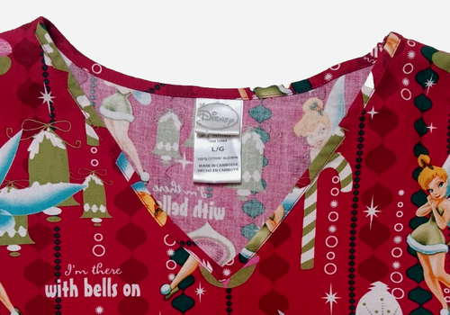 Disney Tinkerbell Christmas Woman' Scrub Top Large EUC - Picture 3 of 5