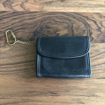 Vintage Coach Black Leather Multifunction Wallet Key Chain
