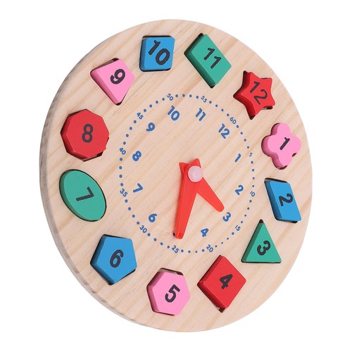 Wooden Shape Color Sorting Clock Learning Time Activity Set Teaching Time Number - Picture 12 of 22