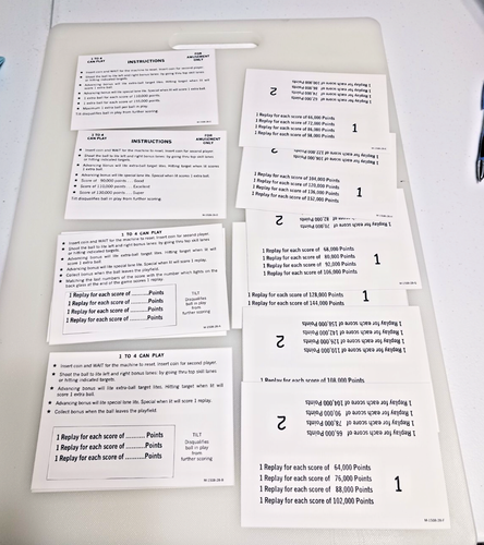 BALLY CIRCUS SCORE AND REPLAY CARDS-12 cards