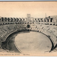c1900s Arles, France Roman Amphitheater Arena Interior Tiers Seats Tower A355