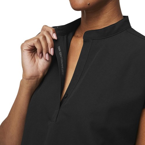 Women Oversized Medical Scrub Top Mandarin Collar Shirttail 3 Pocket Stretch - Picture 3 of 13