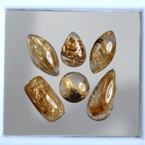 Venas doradas ~ 6 piezas piedras preciosas cabujón de cuarzo rutilado natural AA+ grado 12-21 mm - Imagen 9 de 14