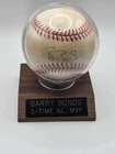 Barry Bonds Autographed Rawlings Baseball Display Case 3-Time N.L. MVP