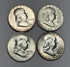 1950 BU, 1950 D BU, 1952 S BU AND 1953 BU FRANKLIN HALF DOLLAR