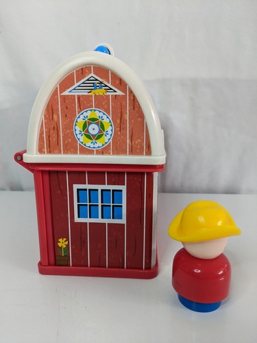VTG Fisher Price Lunch Box Little People School House Carrying Case + Cowboy - Picture 4 of 9