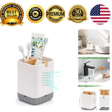Toothbrush Holder Toothpaste Holder Bamboo Divider Bathroom Countertop Organizer