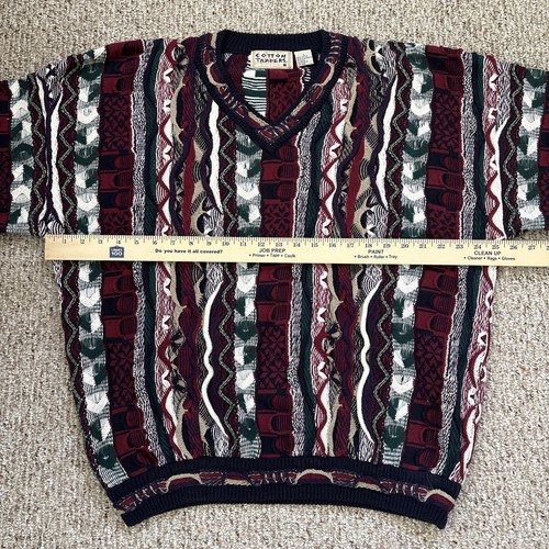 Cotton Traders Sweater Mens Large Vintage Colorful 3D Knit Coogi Oversized 90s - Picture 8 of 9