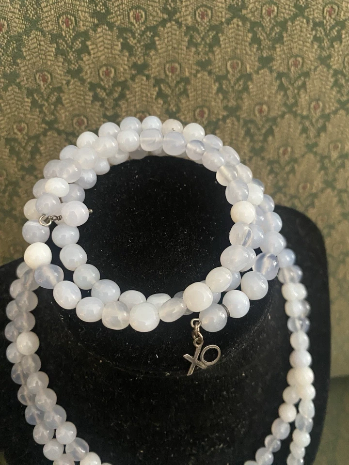 Juego de collar/pulsera de cristal de cuarzo ágata de encaje azul de Jay King. 💖 Foto 3 de 4