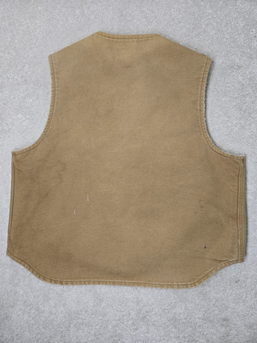 carhartt vest mens XL vtg brown duck sherpa lined made in USA V03 workwear - Picture 5 of 9