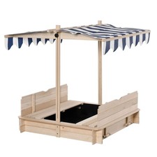 Kids Sandbox with Cover Bench Seat Garden Patio Outdoor Sand Pit for 3-8 Years