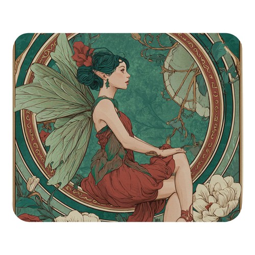 Mucha Style Art Nouveau Mousepad Vintage Gothic Fairy Floral Fantasy Desk Decor - Picture 2 of 6