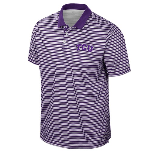 Men's Colosseum Purple TCU Horned Frogs Striped Polo - Picture 2 of 3