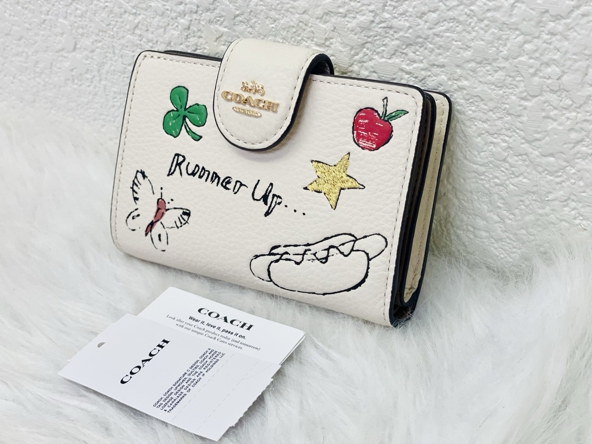 【COACH】Medium Corner Zip Wallet 5Color 海外限定 Coach Medium Corner Zip Wallet With Sketch Print In Gold