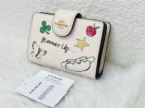 Coach Medium Corner Zip Wallet With Sketch Print In Gold/Chalk Multi CAO94 NWT - Bild 7 von 10