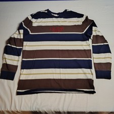 Guess Originals Embroidered Long Sleeve Striped T-Shirt Size Medium