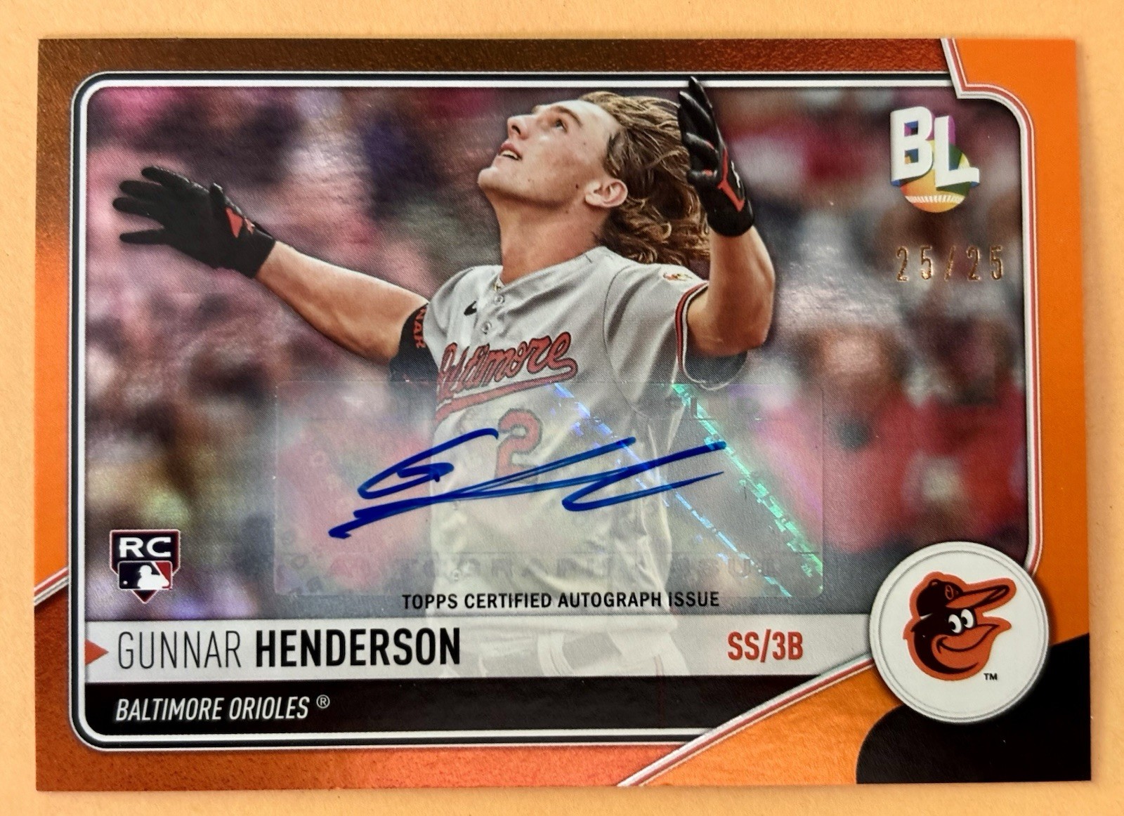 Gunnar Henderson 2023 Topps Big League Wrapper Redemption WR-6 Auto #d 25/25 RC