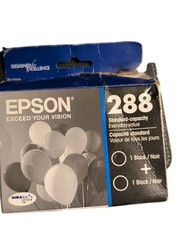 New Sealed Genuine Epson 288 2pk Ink Cartridges Black T288120-D2  EXP 2024