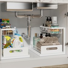 Under Sink Organizer Pull Out Cabinet Organizer 2 Tier Slide Out Sink Shelf Cab