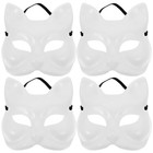 4 Pcs Hand Painting Masks Plain Masquerade Diy Blank Fox Painted
