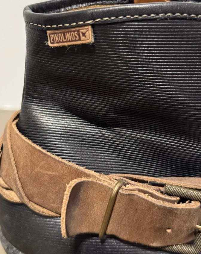 Pikolinos Balta Mujer Talla 38 Cuero Cremallera Hebilla Occidental Borde Tobillo Negro Botas Foto 2 de 4