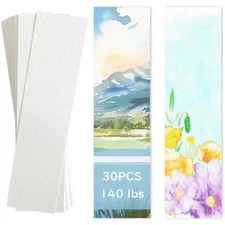 30 PCS 1.9x7.8 inch Watercolor Paper Blank Bookmarks 140lb Heavyweight Card