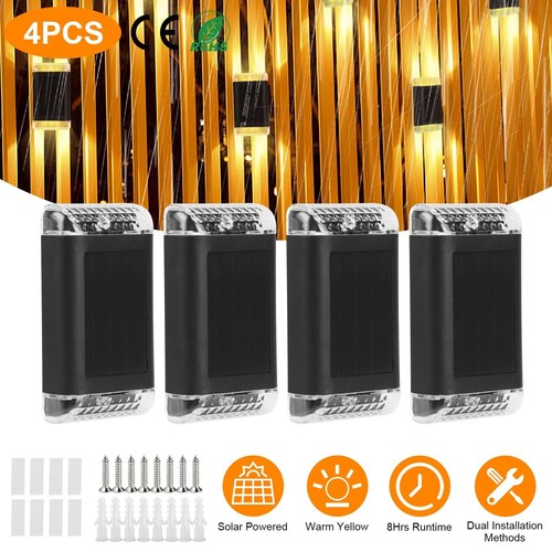 4Pack Solar Powered Wall Sconce Light IP55 Waterproof Rechargeable Optical Senso