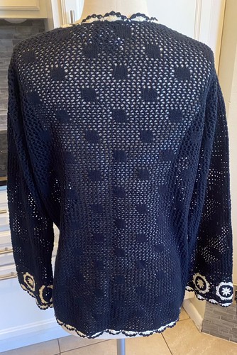 Storybook Strick Cardigan Pullover schwarz gehäkelt bestickt Netz Gr. M - Bild 2 von 5