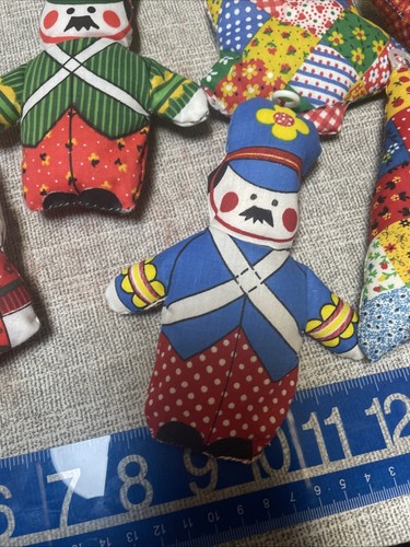 Vtg 1970s Christmas Ornaments Cut & Sew Calico Stuffed Fabric Plush Lot Of 14 - Picture 6 of 14
