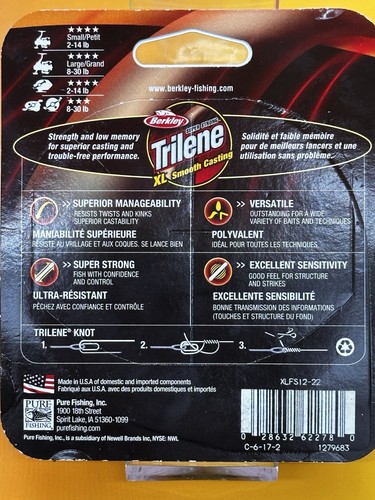 (2) Berkley Trilene 6 Lb Clear & 12 Lb Green XL Smooth Casting Fishing Line330yd - Picture 5 of 6