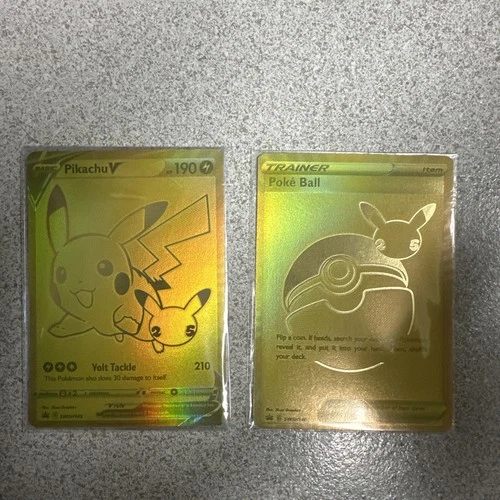 POKEMON CELEBRATIONS UPC GOLD PROMO POKEBALL & PIKACHU V SET SWSH146 & SWSH145