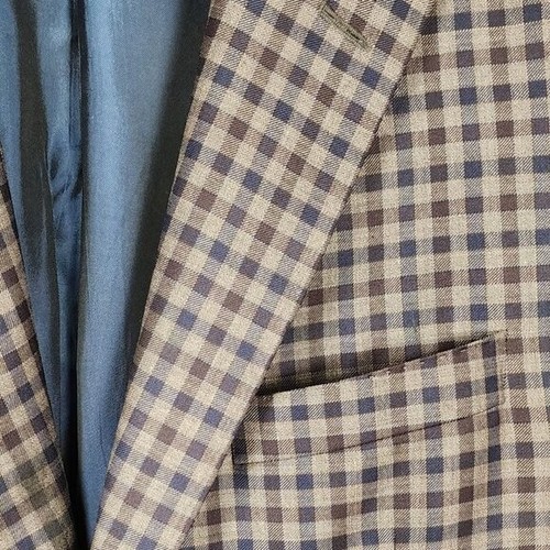 Samuelsohn Gingham Checks 100% Wolle Super 130's Cosmo Sport Mantel | Herren 44R - Bild 2 von 8