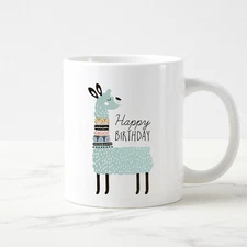 Alpaca Happy Birthday Mug Cute Llama Coffee Cup Funny Gift for Friend or Family