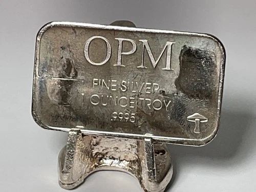 Vintage OPM 1 Troy Oz .999 Fine Silver Bar With Mushroom Ohio Precious Metals