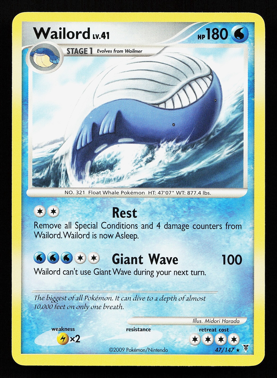 Wailord 47/147 Rare Supreme Victors Pokémon Card