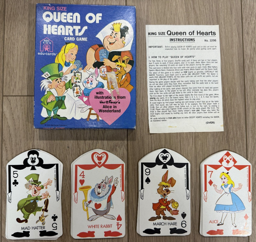 Rare Vintage King Size Queen of Hearts Card Game Walt Disney Alice in Wonderland - Picture 3 of 6