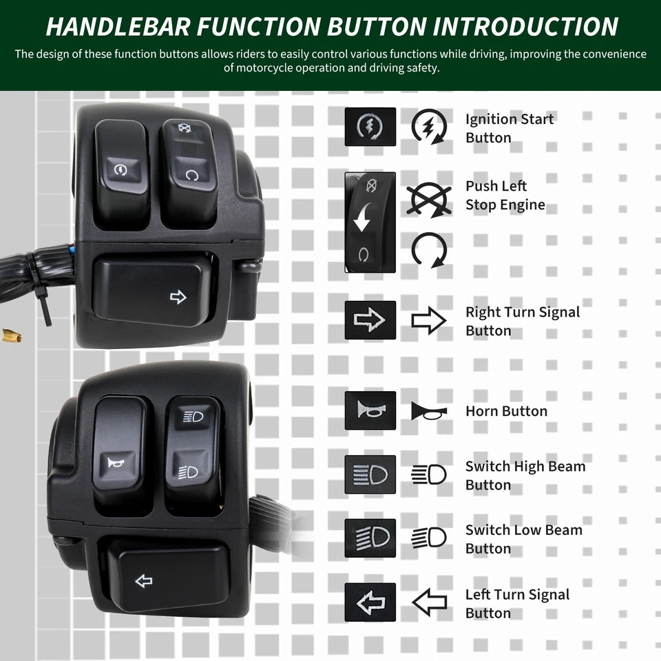 For Harley Softail Dyna Sportster V-Rod 96-12 Moto 1" Handlebar Switches Control - Imagem 3 de 4