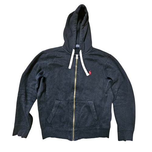 Polo Ralph Lauren Classic Fleece Hoodie Mens M Zip Up Logo Embroidered Grunge - Picture 5 of 8