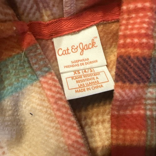 Girls Cat & Jack Pink Plaid Pajama Union Suit XS 4/5 Flame Resistant New - Picture 4 of 4