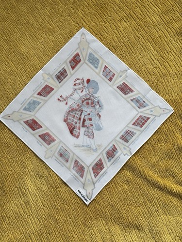 Scottish 1960s Handkerchief or Pocket Square Surnames Tartan Patterns Scotland - Picture 1 of 8