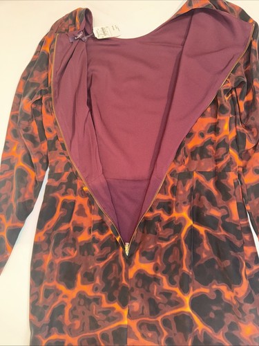 Rachel Roy Collection Lava Print Silk Dress Women’s Size 12 Long Sleeve - Picture 9 of 11