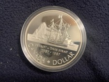 1987 Canada Detroit-Davis Strait Commemorative 50% Silver Dollar