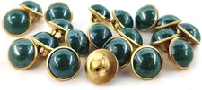 Deep Green Resin Sewing Buttons Brass Metal Base with Shank 30 Pcs - 10Mm, 13/32