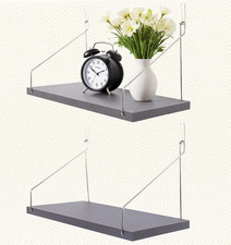 2-Pack Cubicle Shelf For Fabric Walls With Hooks 12x6.0in Gray Wooden Cubicle Sh