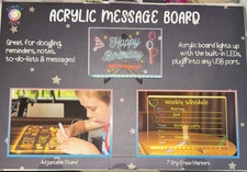 Acrylic Message Board LED illuminated stand cloth 7 pens included plugs to USB